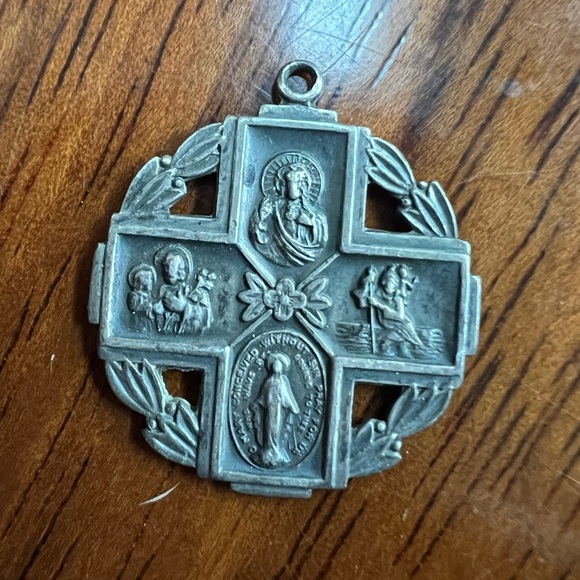Theda Jewelry - Vintage Sterling Silver Catholic Four Way Cross Pendant